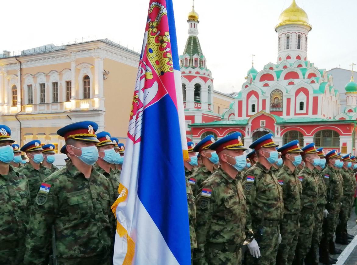 Members Of The Guard Of The Serbian Armed Forces In The Full Swing Of