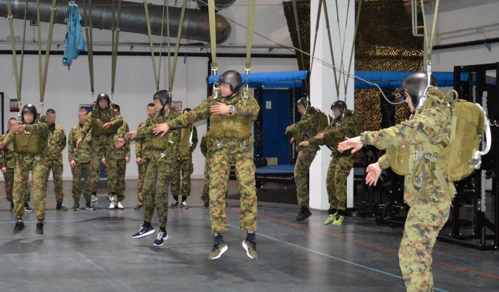 Basic parachute training for soldiers doing military service