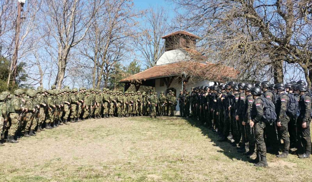 Military Academy cadets and students of University of Criminal Investigation and Police Studies march together