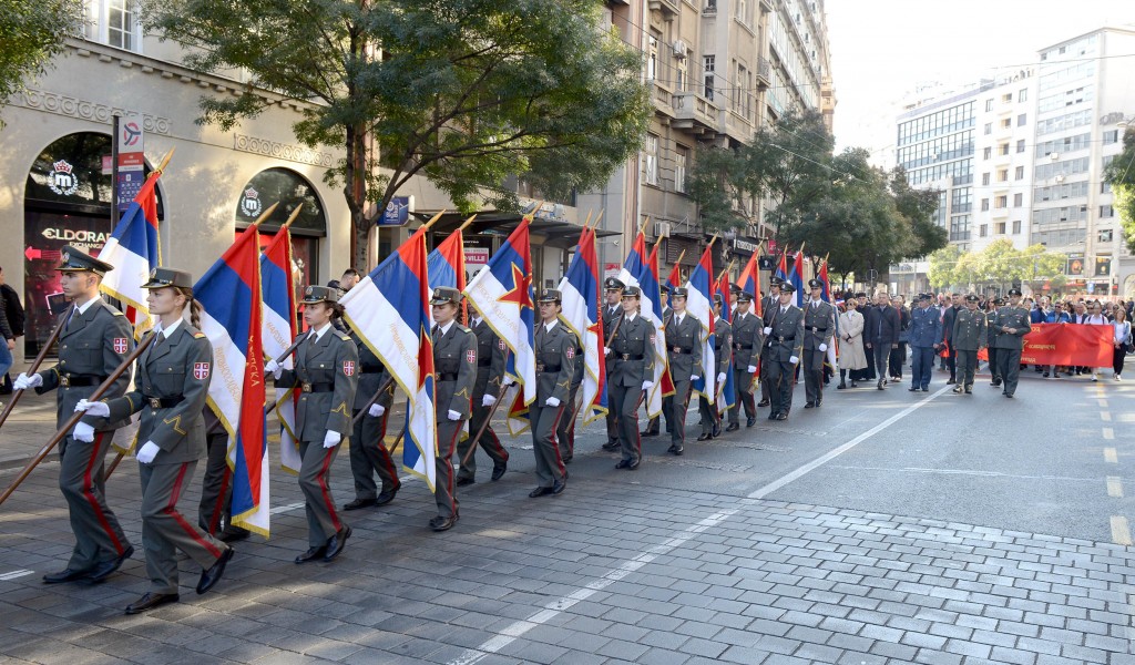 Military Academy cadets on Victory of Freedom memorial parade
