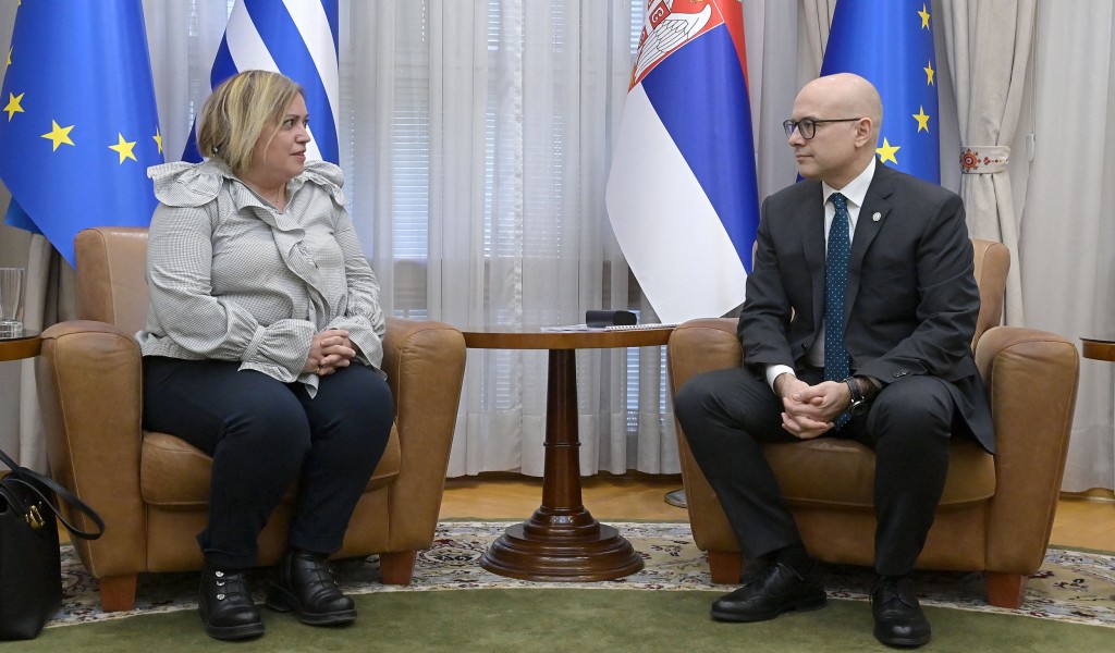 Meeting between Minister Vučević and Greek Ambassador Levanti