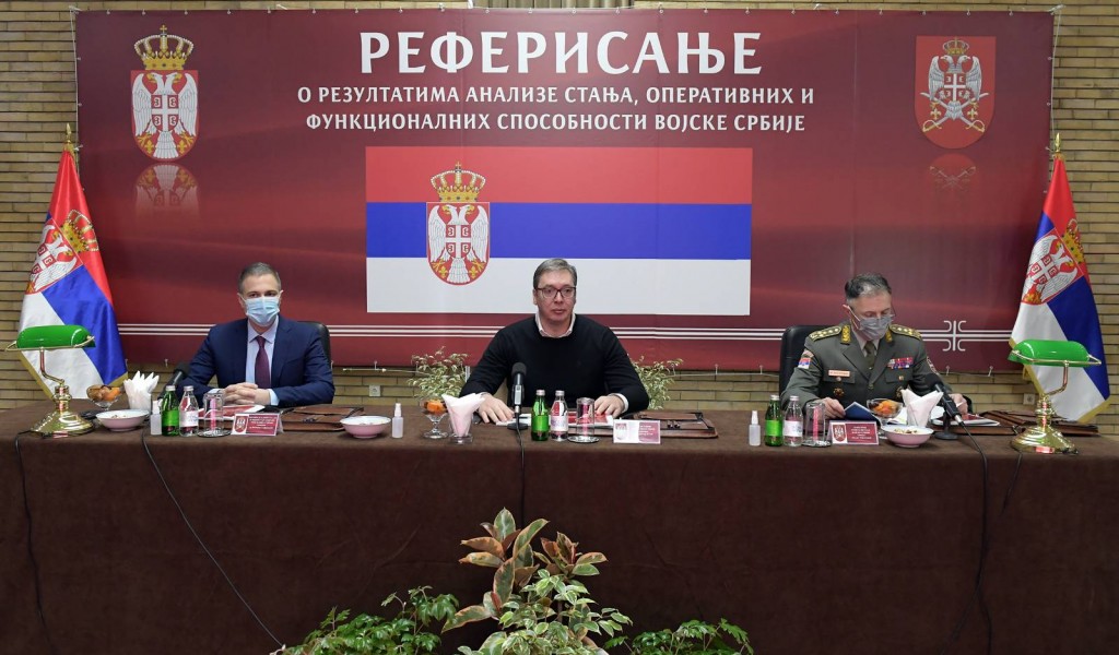 Predsednik Vučić prisustvovao referisanju o rezultatima analize stanja operativnih i funkcionalnih sposobnosti Vojske Srbije za 2021 godinu