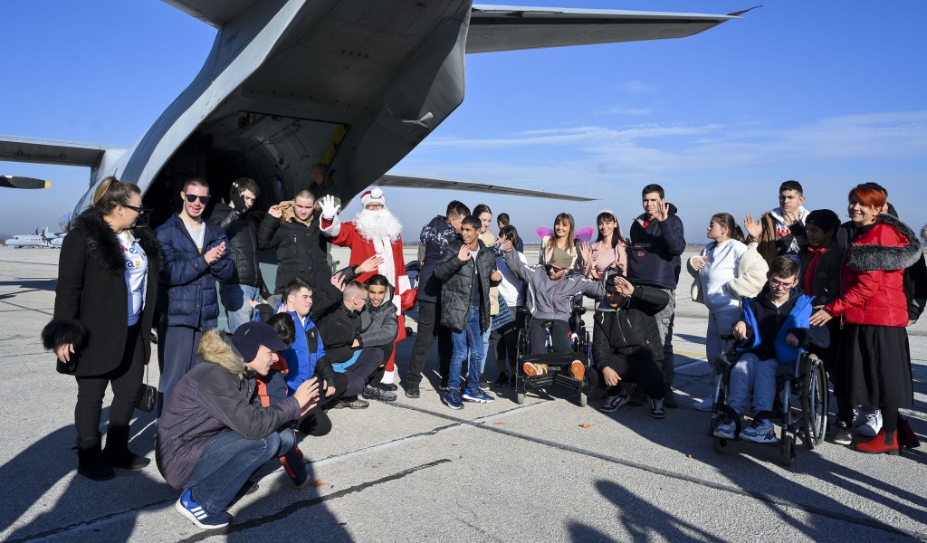 New Year s gift giving event at military airfield in Batajnica