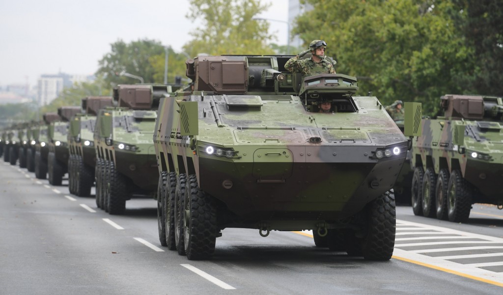 Troops rehearsing for Power of Unity Military Parade