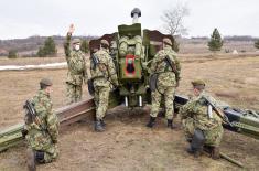 152 mm gun-howitzer training in Mixed Artillery Brigade