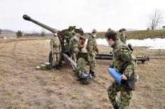 152 mm gun-howitzer training in Mixed Artillery Brigade