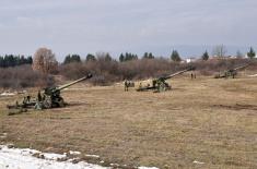 152 mm gun-howitzer training in Mixed Artillery Brigade