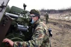 152 mm gun-howitzer training in Mixed Artillery Brigade