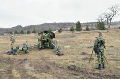 152 mm gun-howitzer training in Mixed Artillery Brigade