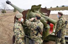 152 mm gun-howitzer training in Mixed Artillery Brigade