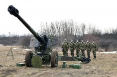 152 mm gun-howitzer training in Mixed Artillery Brigade