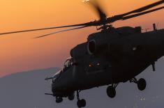 Flight training at night with Mi-35 helicopters