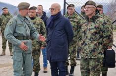 Minister Vučević and General Mojsilović visit 3rd Army Brigade units in Kuršumlija