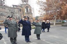 Delegation of Ministry of Defense and Serbian Armed Forces pays tribute to fallen Serbian pilots in Armenia