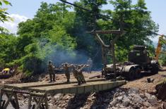 Serbian Armed Forces install bridge in the village of Sirča