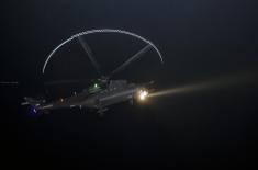 Flight training at night with Mi-35 helicopters