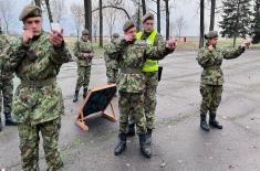 Soldiers doing military service take basic training test