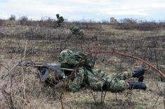 Infantry soldiers performing military service undergo training