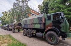 Припреме за постављање моста преко Велике Мораве код Свилајнца