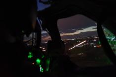 Flight training at night with Mi-35 helicopters