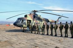 Soldiers doing military service perform first parachute jumps