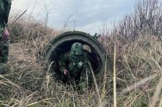 Soldiers doing military service take basic training test