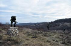 Infantry soldiers performing military service undergo training