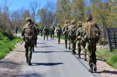 Soldiers performing voluntary military service in stationary camp