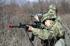 Infantry soldiers performing military service undergo training