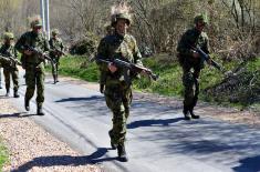 Soldiers performing voluntary military service in stationary camp