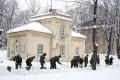 Cadets clearing snow in Clinical Center and Zemun hospital