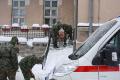 Cadets clearing snow in Clinical Center and Zemun hospital