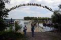 Pontoon bridge set up on Lido 