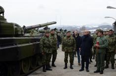 Minister Vučević and General Mojsilović visit 3rd Army Brigade units in Kuršumlija