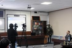 Minister Stefanović attends the filming of online lessons