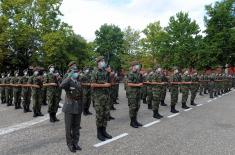 Soldiers take oath of enlistment in the barracks in Valjevo, Sombor and Leskovac