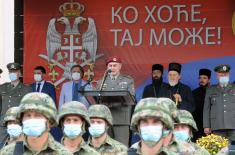 Soldiers take oath of enlistment in the barracks in Valjevo, Sombor and Leskovac