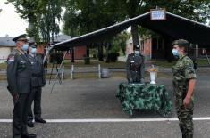 Soldiers take oath of enlistment in the barracks in Valjevo, Sombor and Leskovac