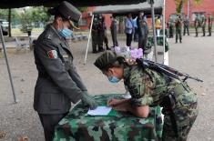 Soldiers take oath of enlistment in the barracks in Valjevo, Sombor and Leskovac