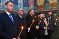 Minister Vučević Lays Wreath at Saint George Church in Oplenac to Mark Statehood Day