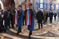 Minister Vučević Lays Wreath at Saint George Church in Oplenac to Mark Statehood Day