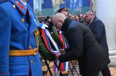 Minister Vučević Lays Wreath at Saint George Church in Oplenac to Mark Statehood Day