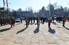 Delegation representing Ministry of Defence and Serbian Armed Forces lays wreaths to mark Defenders of the Fatherland Day