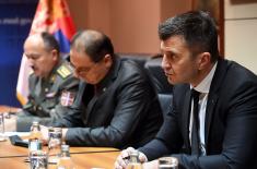 Defence Minister Zoran Djordjević with representatives of the Serbian Defence Trade Union