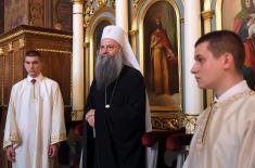 Members of Serbian Armed Forces Guard carry sarcophagus with Saint Bishop Nikolaj