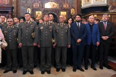 Members of Serbian Armed Forces Guard carry sarcophagus with Saint Bishop Nikolaj