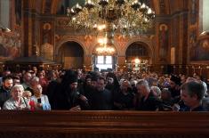 Members of Serbian Armed Forces Guard carry sarcophagus with Saint Bishop Nikolaj