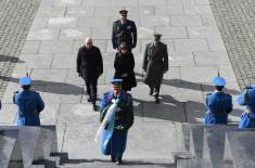 Greek President Katerina Sakellaropoulou lays wreath at Monument to Unknown Hero on Mt. Avala