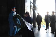 Greek President Katerina Sakellaropoulou lays wreath at Monument to Unknown Hero on Mt. Avala