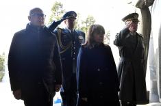 Greek President Katerina Sakellaropoulou lays wreath at Monument to Unknown Hero on Mt. Avala